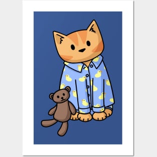 Ginger Cat in Pajamas Posters and Art